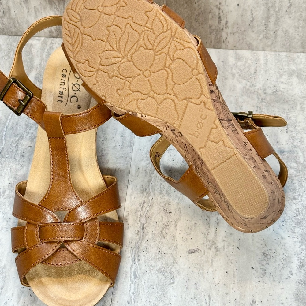 b.o.c. Jaquet Brown Comfort Cushioned Wedge Heels Sandals 7M NIB - Picture 9 of 10